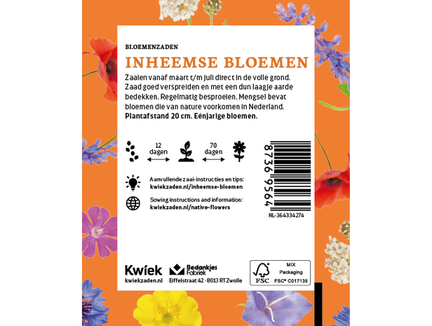 Inheemse bloemenmengsel zaden -  Kwiek Uitdeel zakjes